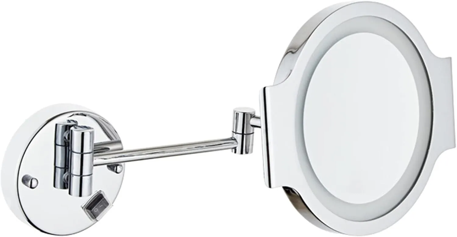 Makeup Mirror with Lights and 3X Magnification Chrome LED Wall Mounted Bathroom Vanity Mirror 360° Swivel Extendable Shaving Mirror Hardwired (Color : Plug in)