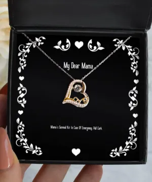 Mama's Survival Kit: in Case of Emergency, Pull Cork. Love Dancing Necklace, Mama Present from Daughter, Cute for Mother