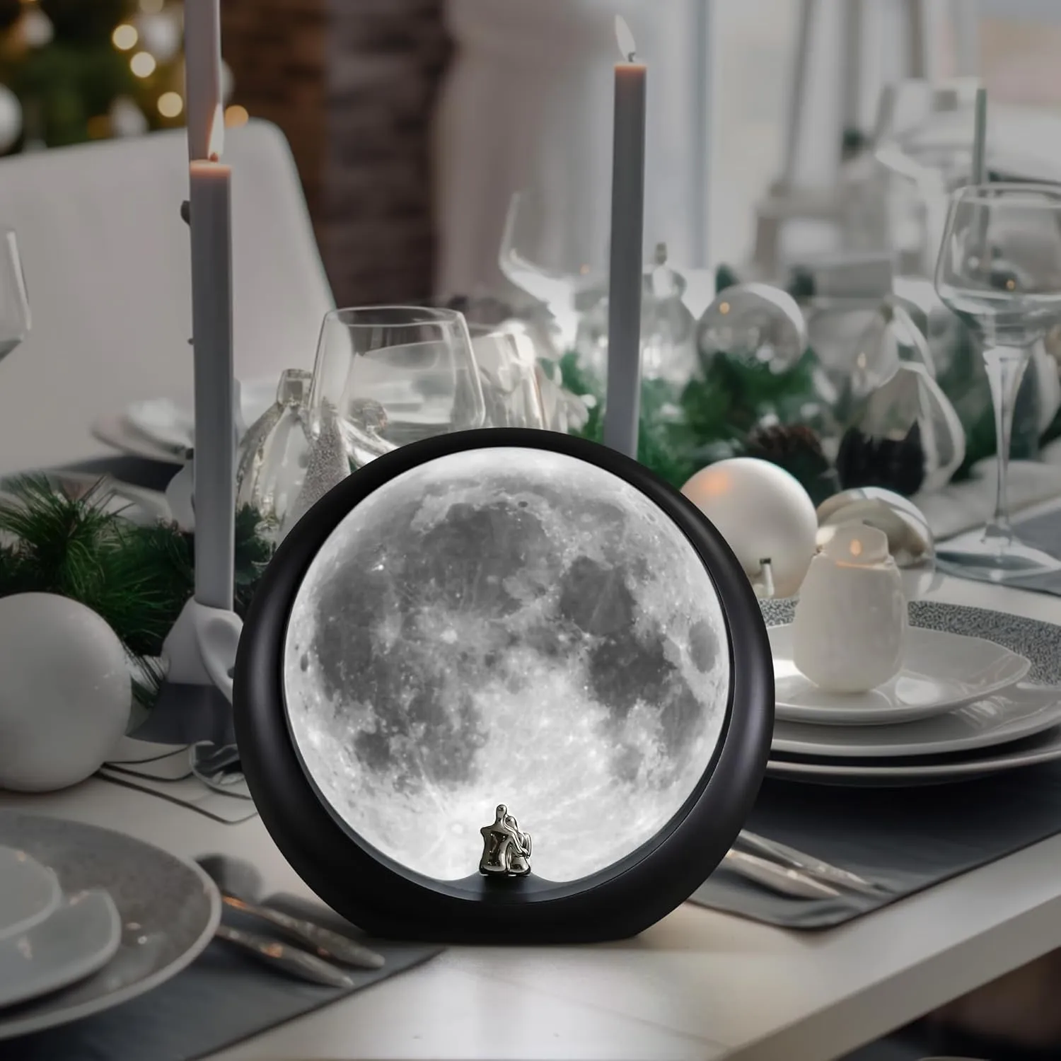 mamre Super Moon Lamp Dimmable Nightlight Unique Gift for Him/Her-Snguule Lovers Sitting Under The Super Moon