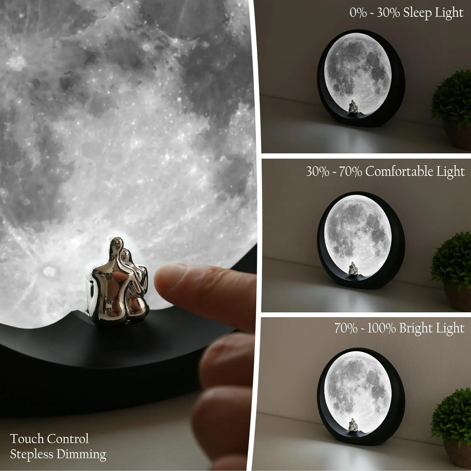 mamre Super Moon Lamp Dimmable Nightlight Unique Gift for Him/Her-Snguule Lovers Sitting Under The Super Moon