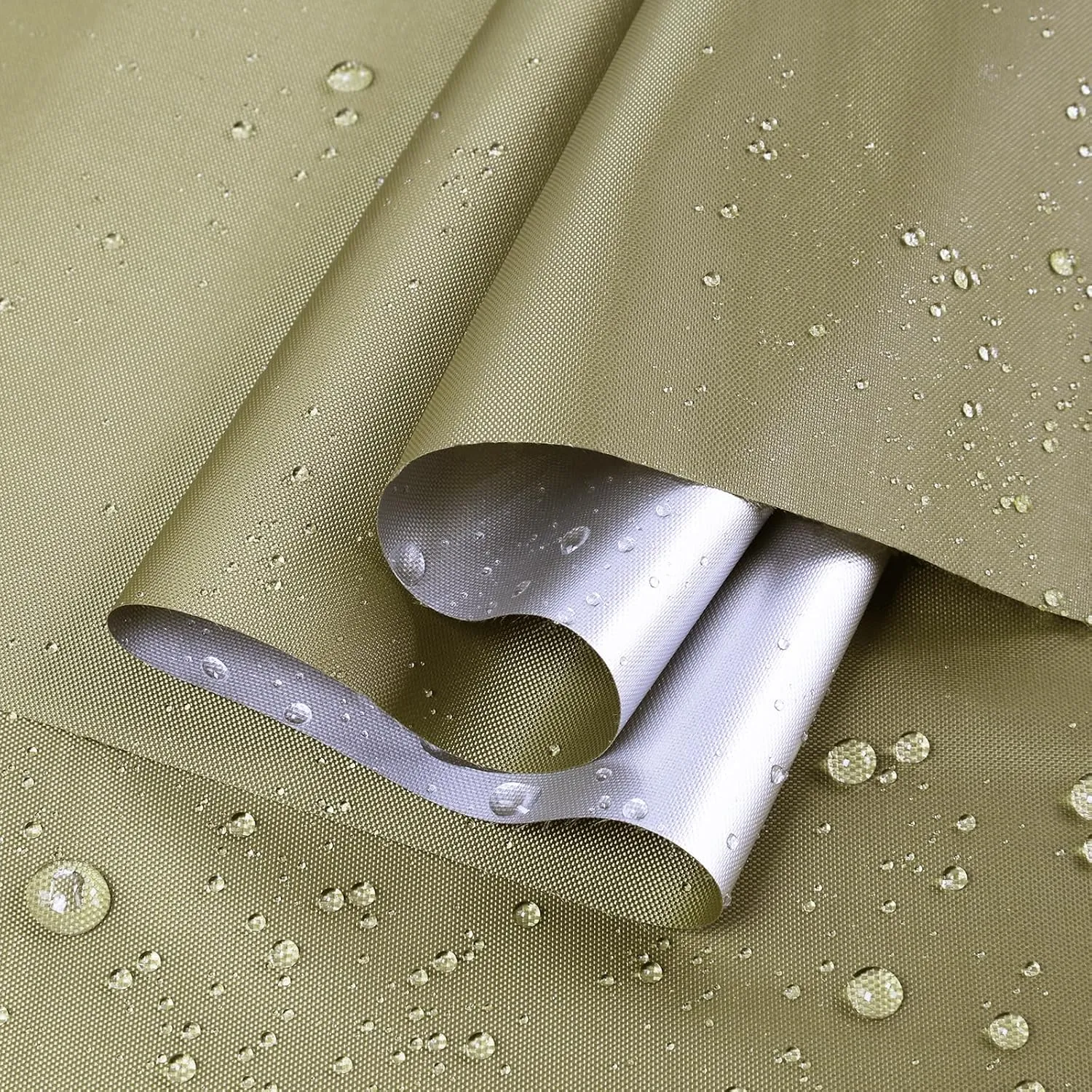 Marine Waterproof Fabric Sun-Protection UPF50  Material 60" Wide by 36" UV-Resistant Blackout, Lightweight Durable Ripstop Canvas Material for Tarp Tent Poncho Rainfly Pack, Khaki