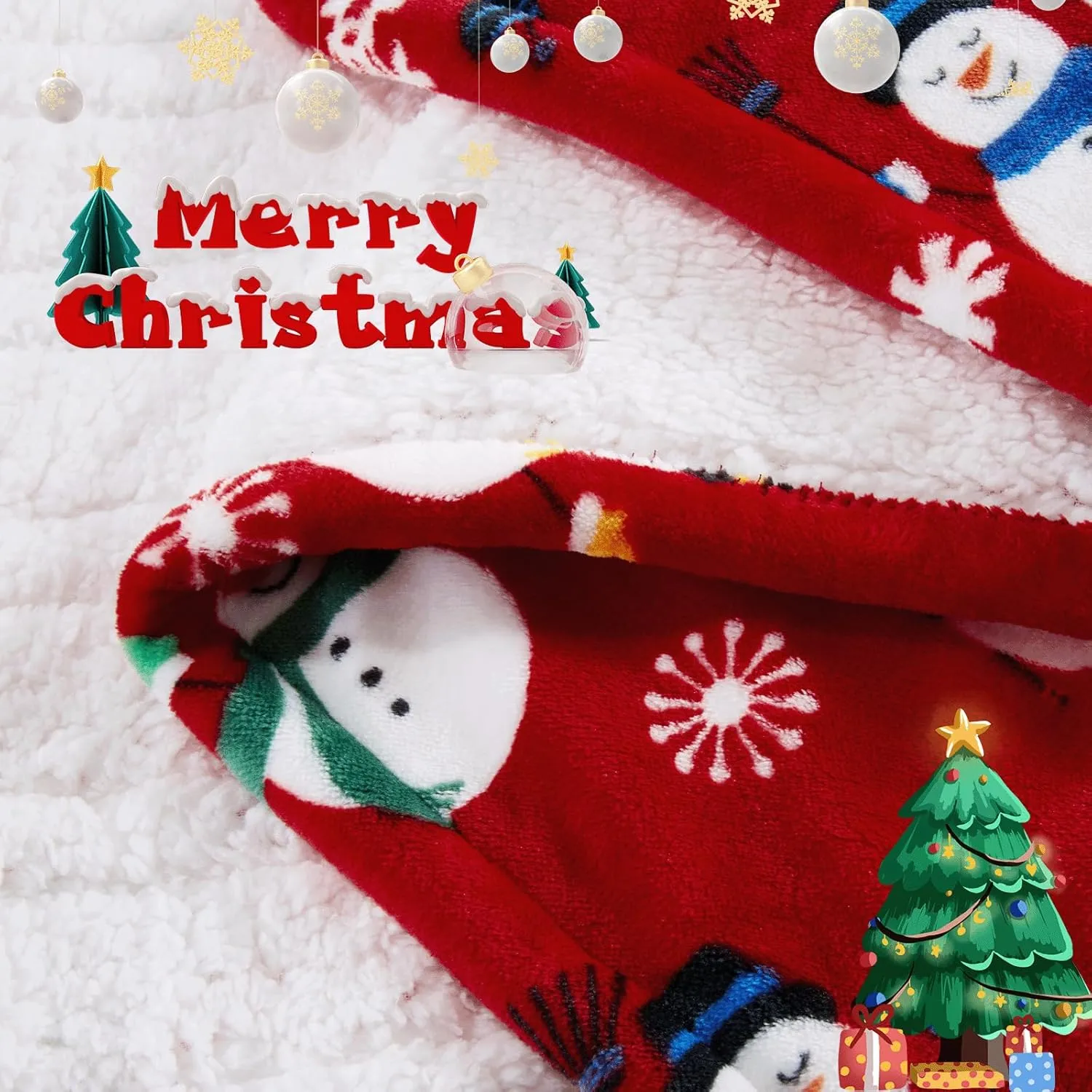 MAXEVE Christmas Electric Blanket Heated Throw Blanket - 50"x60" Heating Throw Blanket for Couch Sofa Bed, 6 Heat Levels & 4-Hour Auto-Off, Machine Washable, FCC & ETL, Red Snowman