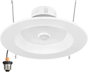 Maxxima 5 in. & 6 in. Retrofit LED PIR Motion Sensor Downlight - 1300 Lumens, 14 Watts, 5 CCT 2700K/3000K/3500K/4000K/5000K, Energy Efficient Indoor Ceiling Lighting Fixture
