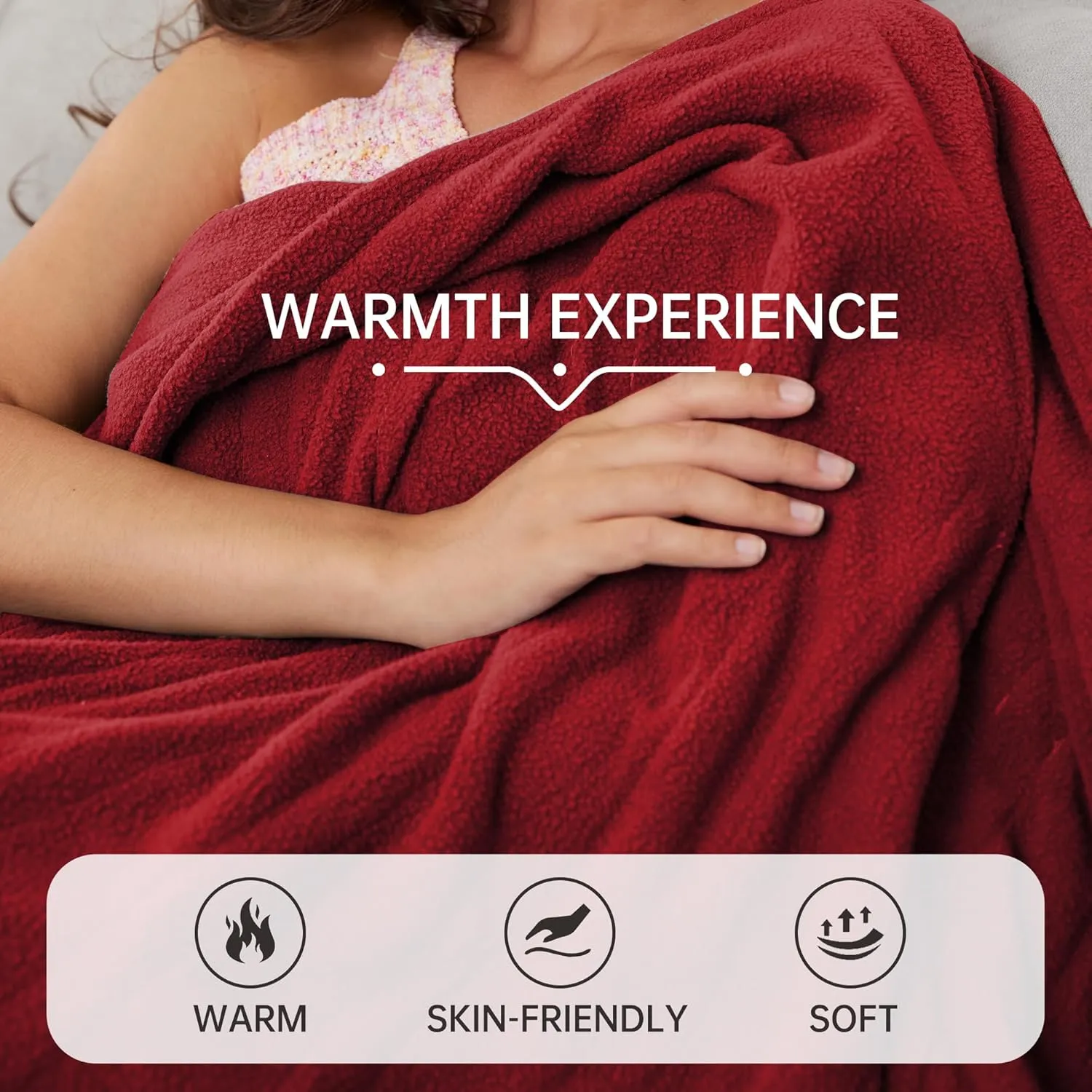 McJaw Electric Heated Blanket 72"x 84" Full Size, 4 Heating Levels and 10-Hour Auto Off, Lightweight and Breathable - Burgundy