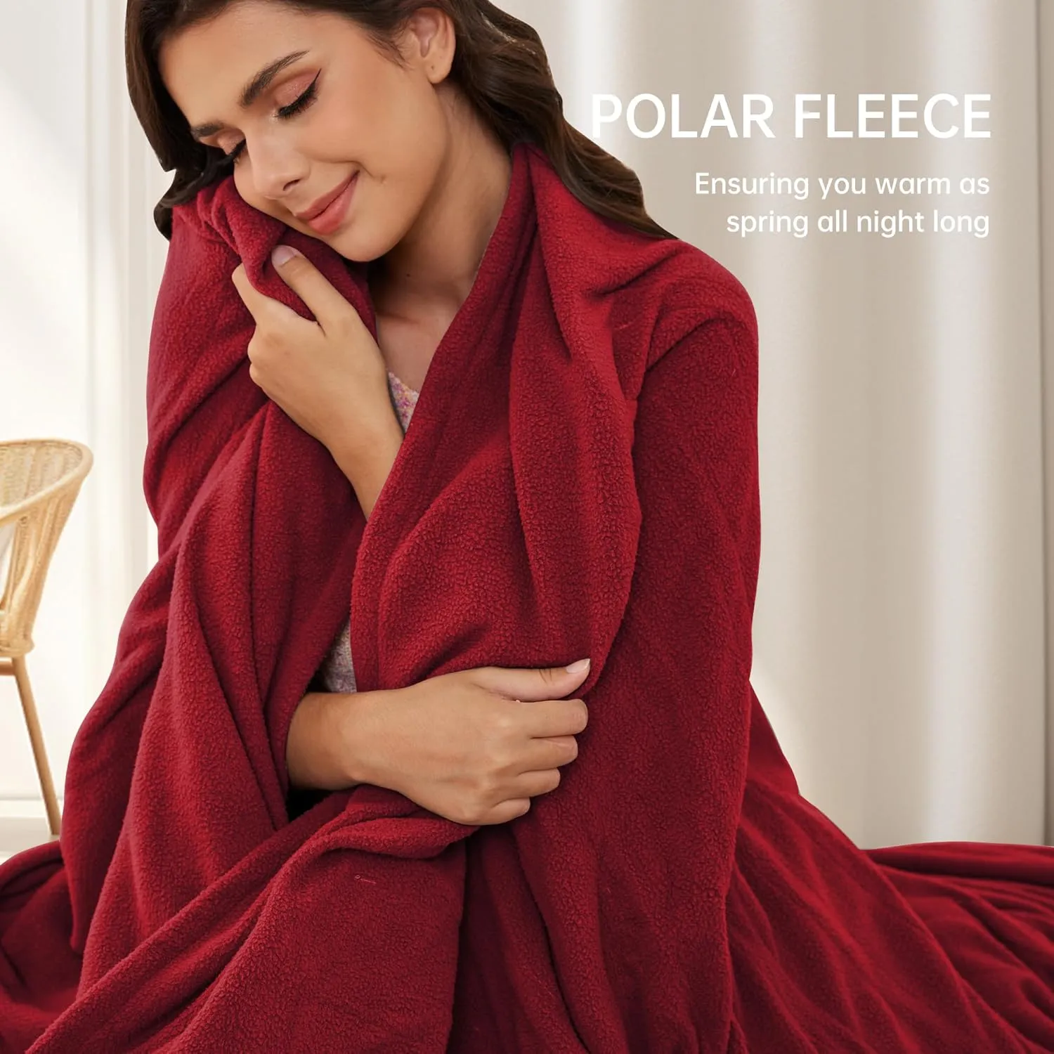 McJaw Electric Heated Blanket 72"x 84" Full Size, 4 Heating Levels and 10-Hour Auto Off, Lightweight and Breathable - Burgundy