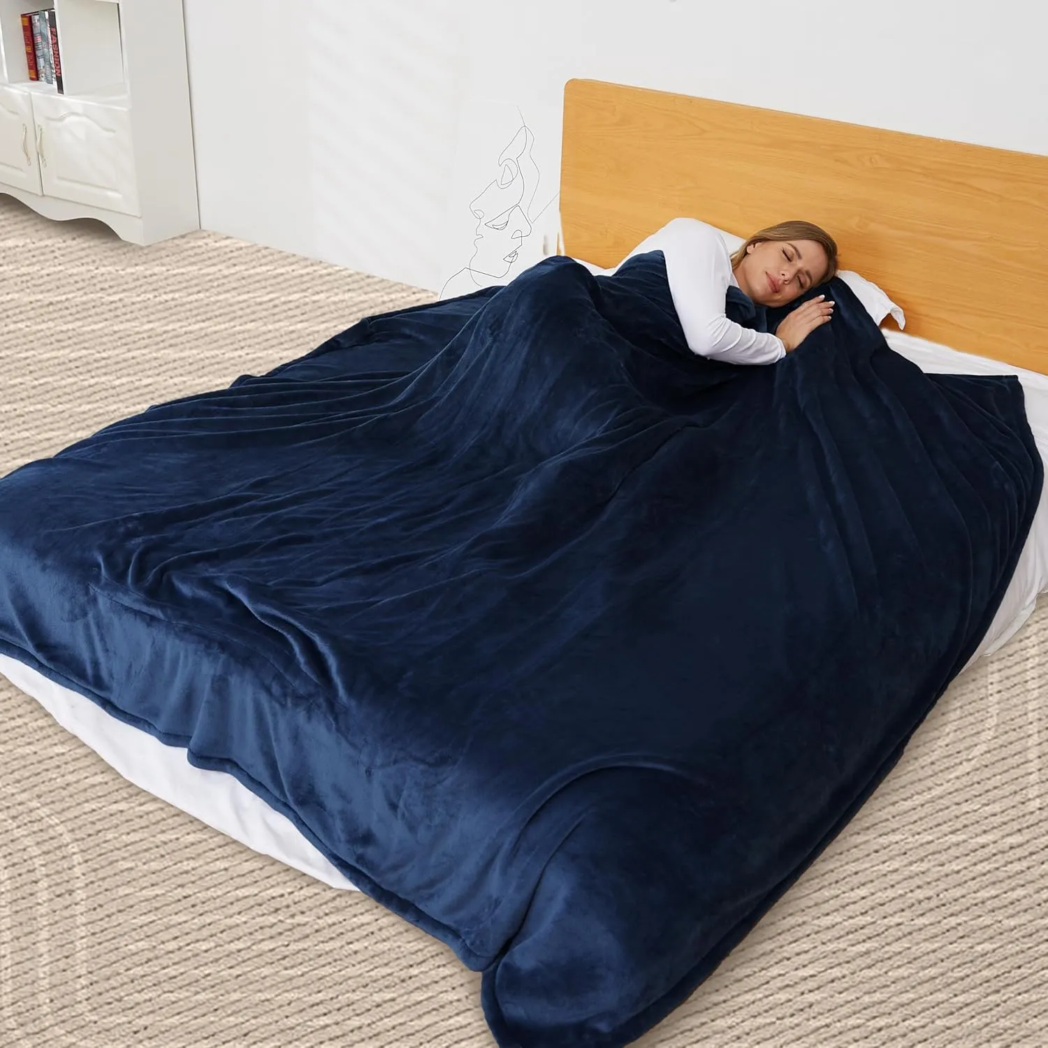 McJaw Electric Heated Blanket 72"x 84" Full Size, 4 Heating Levels and 10 Hours Auto Off, Lightweight and Breathable - Dark Blue