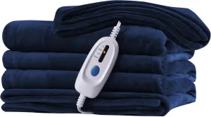 McJaw Electric Heated Blanket 72"x 84" Full Size, 4 Heating Levels and 10 Hours Auto Off, Lightweight and Breathable - Dark Blue