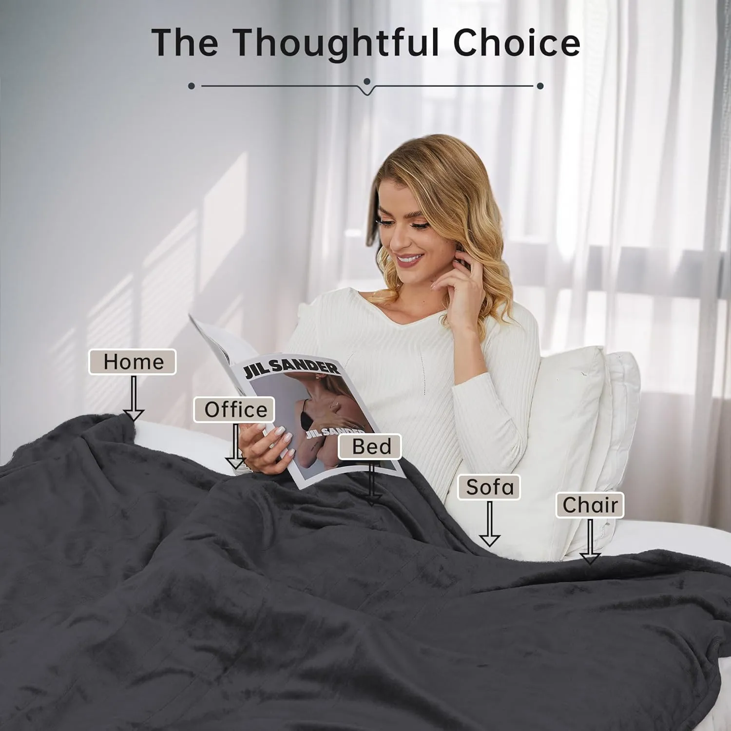 McJaw Electric Heated Blanket 72"x 84" Full Size, 4 Heating Levels and 10 Hours Auto Off, Lightweight and Breathable - Ebony