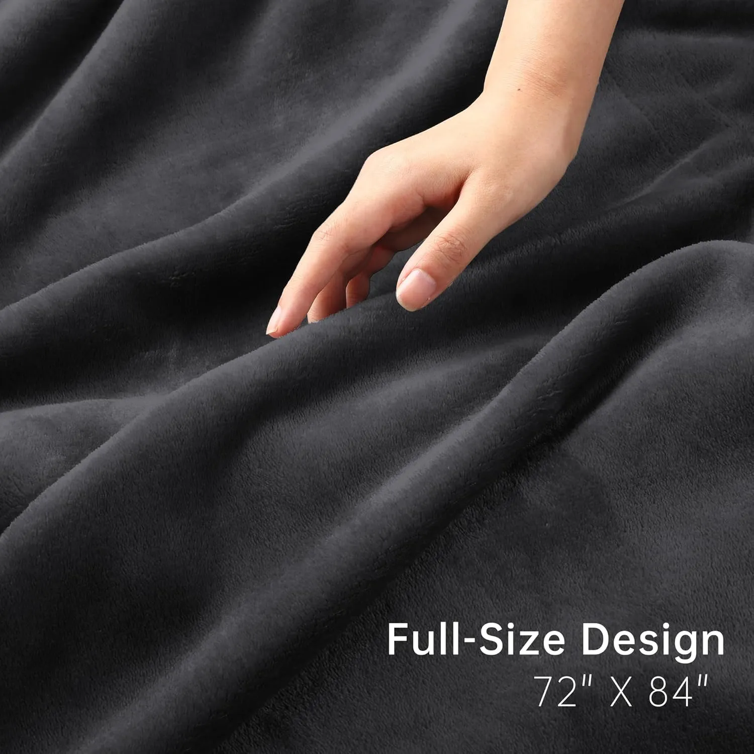 McJaw Electric Heated Blanket 72"x 84" Full Size, 4 Heating Levels and 10 Hours Auto Off, Lightweight and Breathable - Ebony