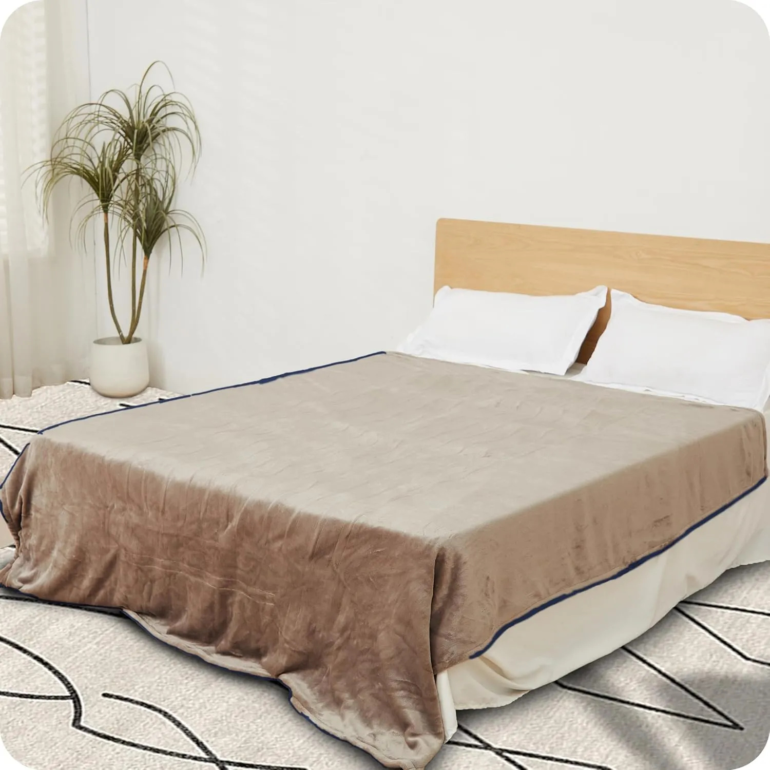 McJaw Electric Heated Blanket 72"x 84" Full Size, 4 Heating Levels and 10 Hours Auto Off, Lightweight and Breathable - Linen