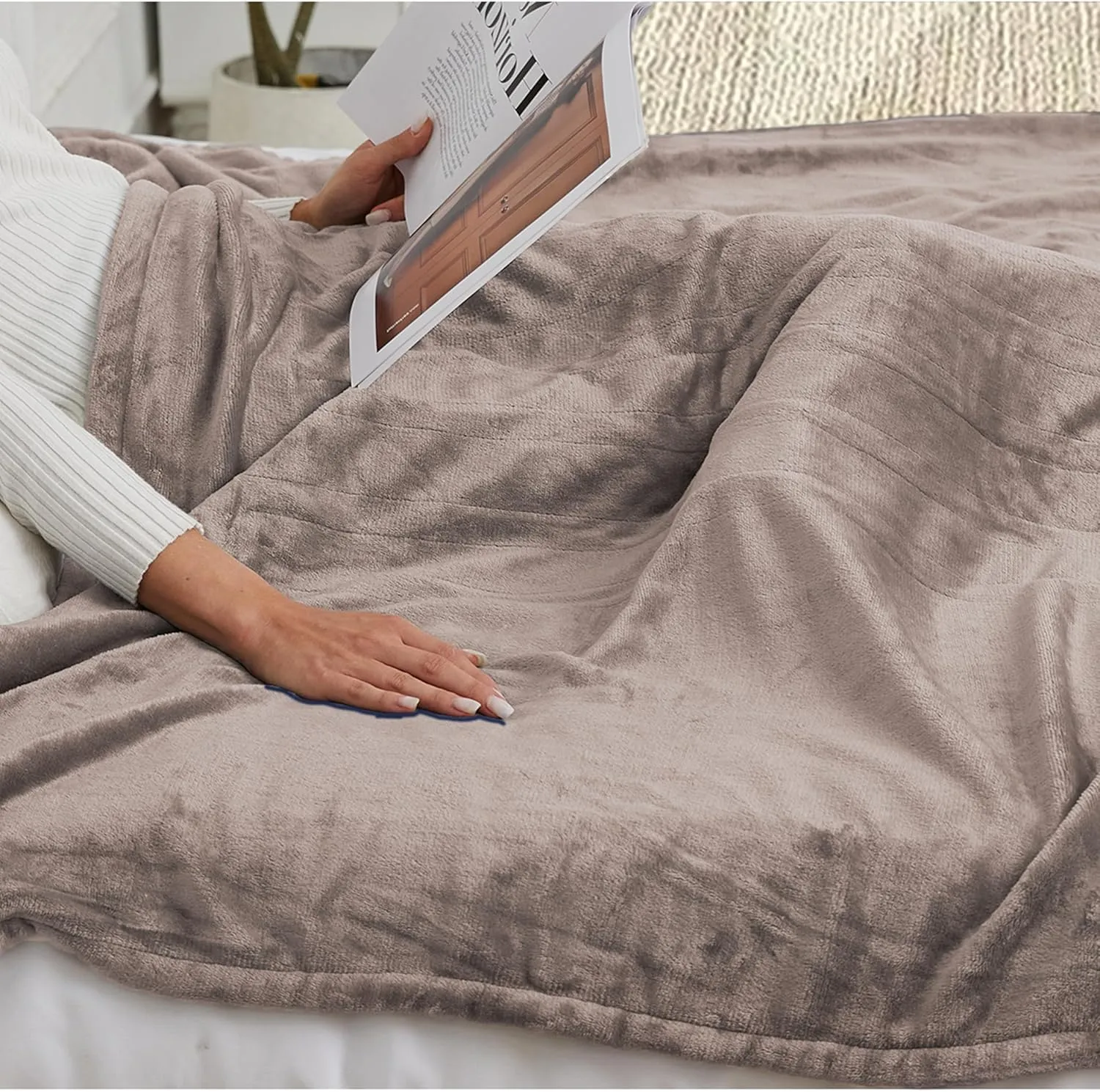 McJaw Electric Heated Blanket 72"x 84" Full Size, 4 Heating Levels and 10 Hours Auto Off, Lightweight and Breathable - Linen