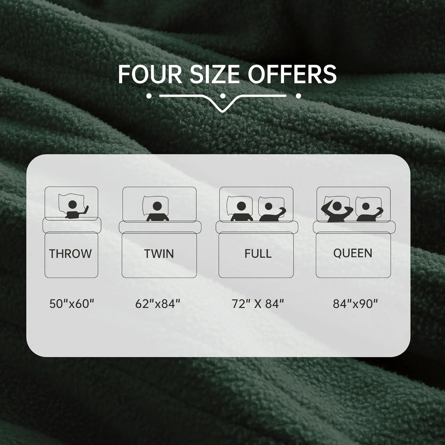 McJaw Electric Heated Blanket 84"x 90" Queen Size, 4 Heating Levels and 10 Hours Auto Off, Lightweight and Breathable - Green