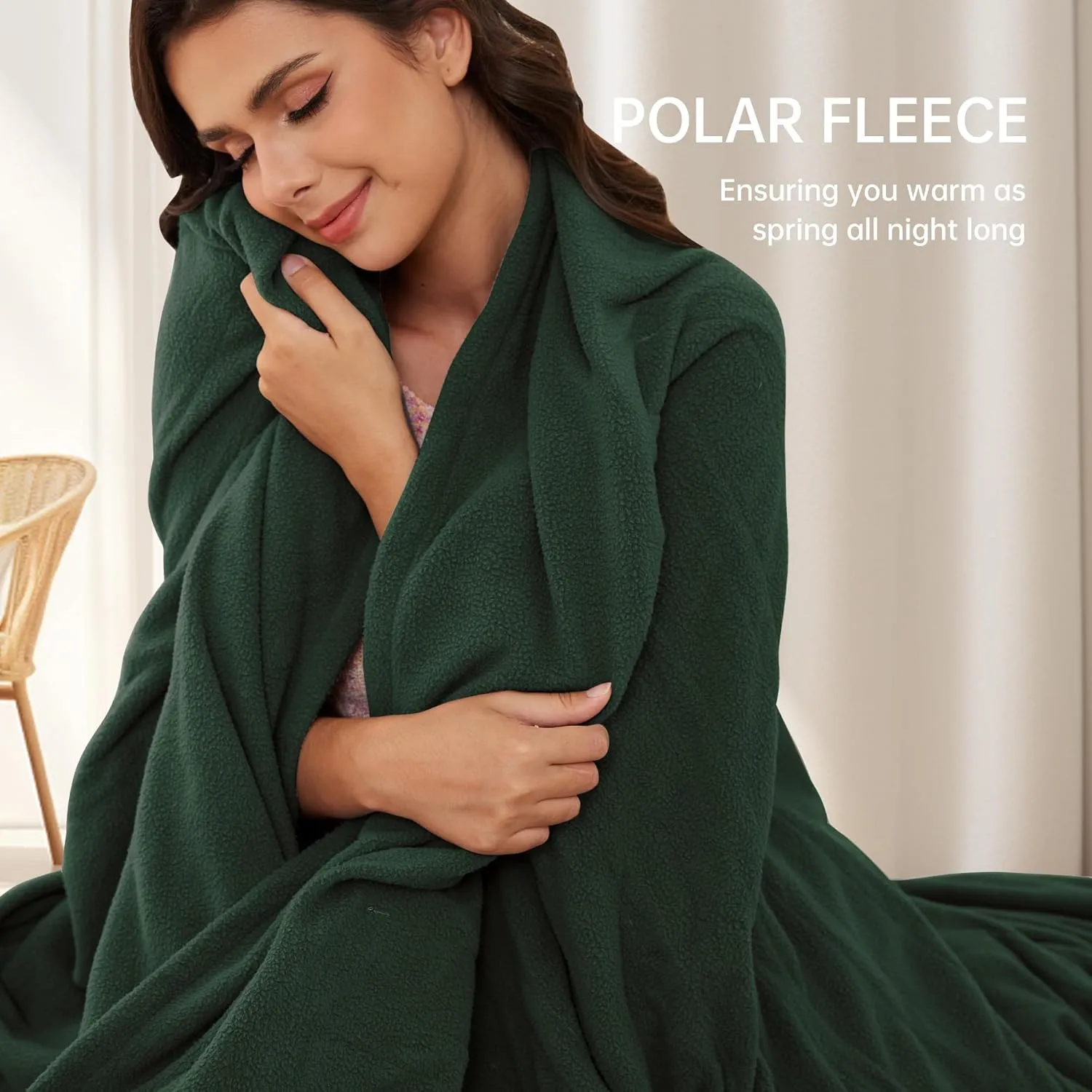 McJaw Electric Heated Blanket 84"x 90" Queen Size, 4 Heating Levels and 10 Hours Auto Off, Lightweight and Breathable - Green
