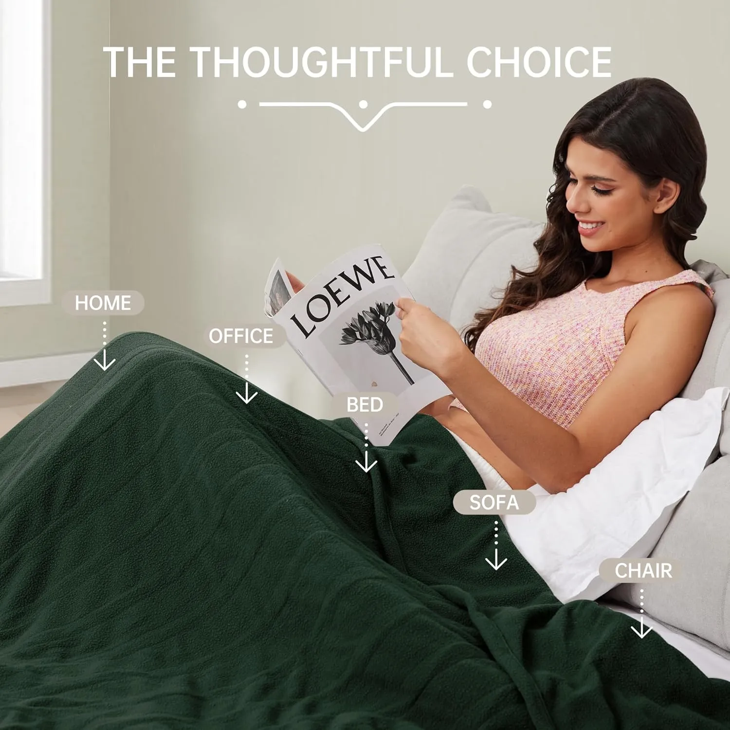 McJaw Electric Heated Blanket 84"x 90" Queen Size, 4 Heating Levels and 10 Hours Auto Off, Lightweight and Breathable - Green