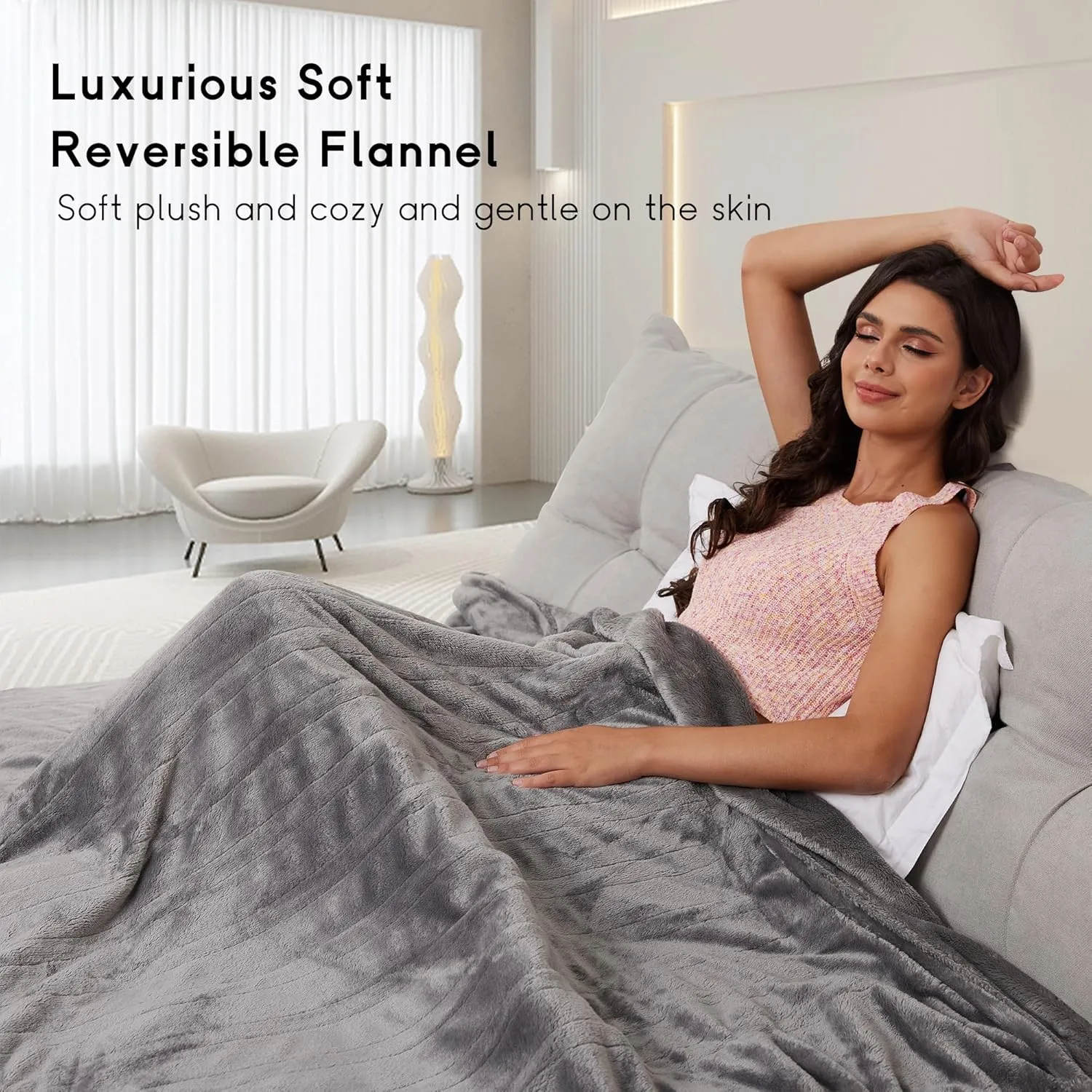 McJaw Electric Heated Blanket Full Size - 72''x84'', Super Soft Double-Sided Flannel, 10 Hrs Auto Shut Off, 4 Heating Levels, Machine Washable, Grey