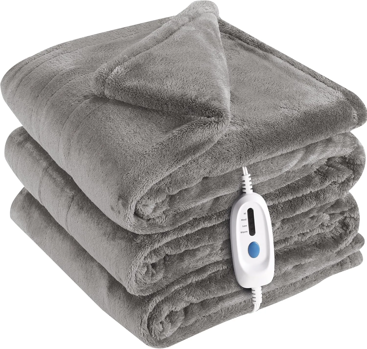 McJaw Electric Heated Blanket Full Size - 72''x84'', Super Soft Double-Sided Flannel, 10 Hrs Auto Shut Off, 4 Heating Levels, Machine Washable, Grey