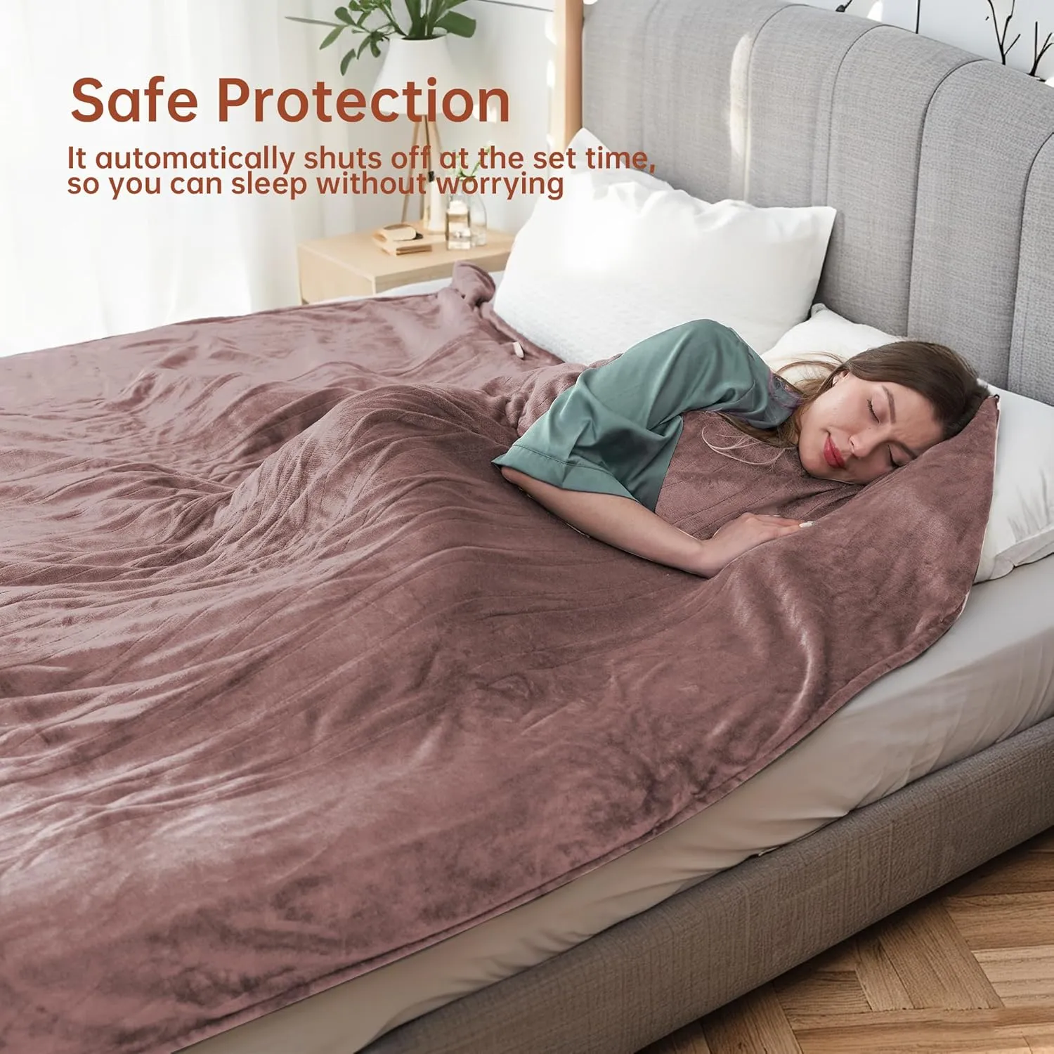 McJaw Heated Electric Blanket Soft Flannel Twin Size 62" x 84", Fast Heat, Machine Washable, Warm and Comfortable, 4 Heating Settings & 10 Hours Auto Shut-Off, Purple