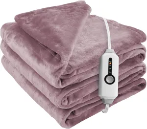 McJaw Heated Electric Blanket Soft Flannel Twin Size 62" x 84", Fast Heat, Machine Washable, Warm and Comfortable, 4 Heating Settings & 10 Hours Auto Shut-Off, Purple
