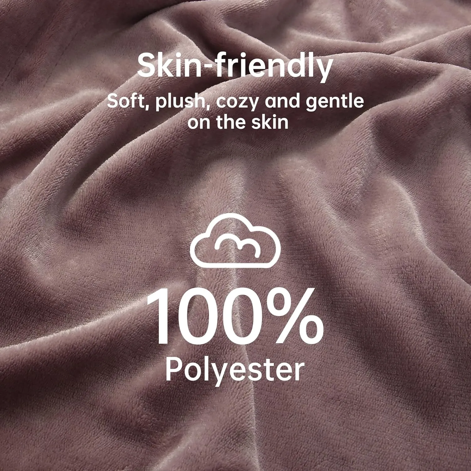 McJaw Heated Electric Blanket Soft Flannel Twin Size 62" x 84", Fast Heat, Machine Washable, Warm and Comfortable, 4 Heating Settings & 10 Hours Auto Shut-Off, Purple