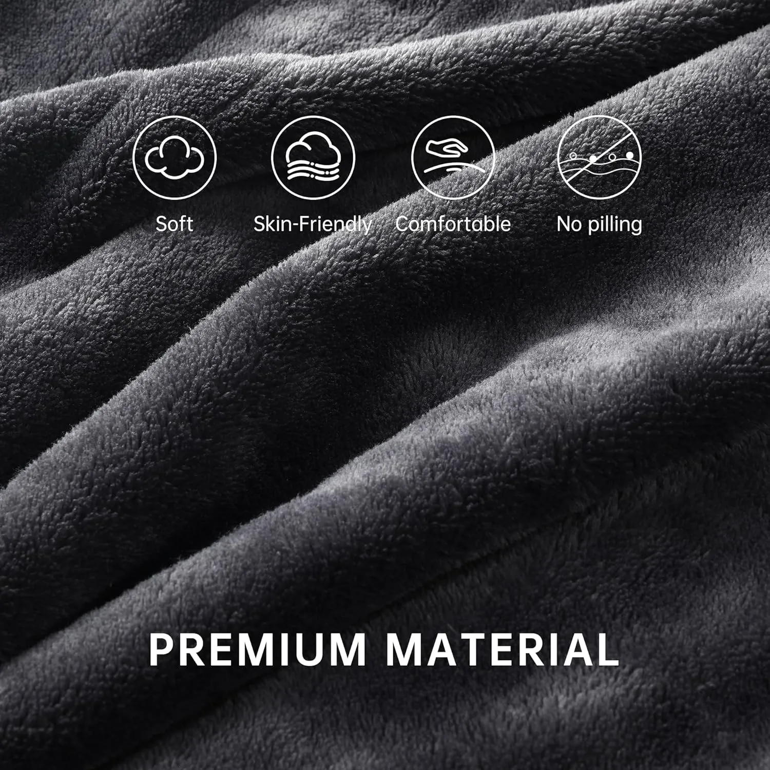 McJaw Heated Electric Blanket Soft Plush Flannel Full Size 72" x 84", Fast Heat, Machine Washable, Warm and Comfortable, 4 Heating Settings & 10 Hours Auto Shut-Off, Dark Grey