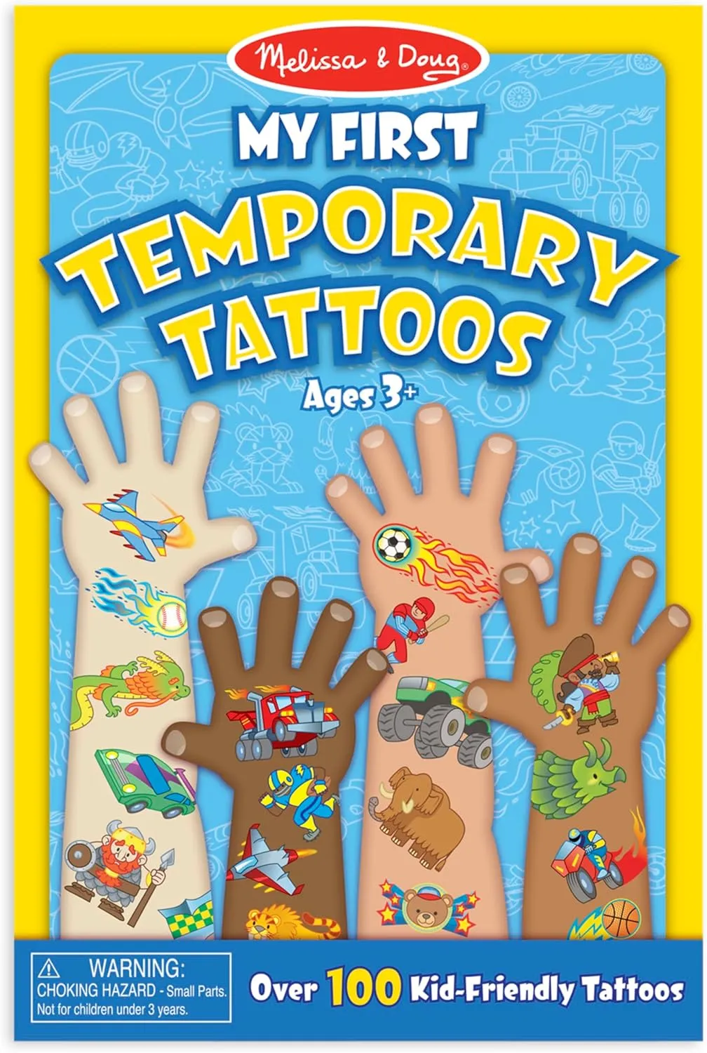 Melissa & Doug My First Temporary Tattoos: Adventure, Creatures, Sports, and More - 100  Kid-Friendly Tattoos, Blue