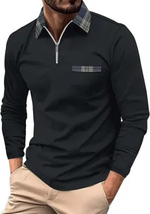 Men's Casual Polo Shirts Classic Long Sleeve Men's Autumn Cotton Corduroy Men's Business SpotShield Stain Resistant