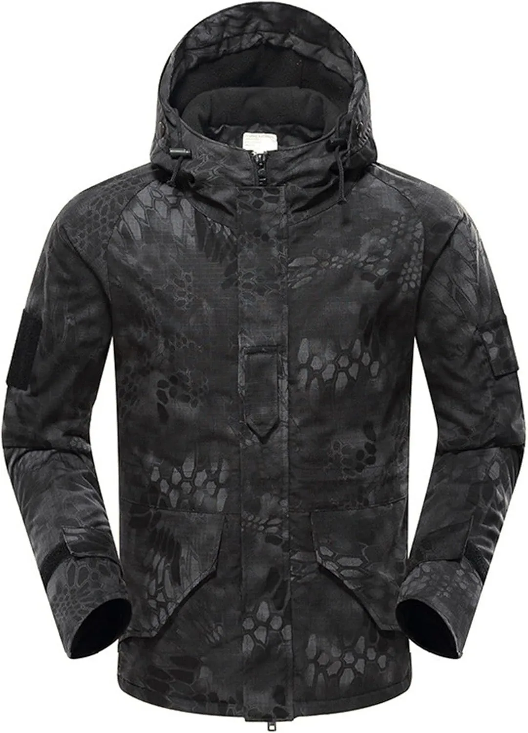 Mens Fleece Lined Camo Jacket Soft Shell Waterproof Windproof Hooded Coats Outdoor Hunting Hiking Tactical Jackets