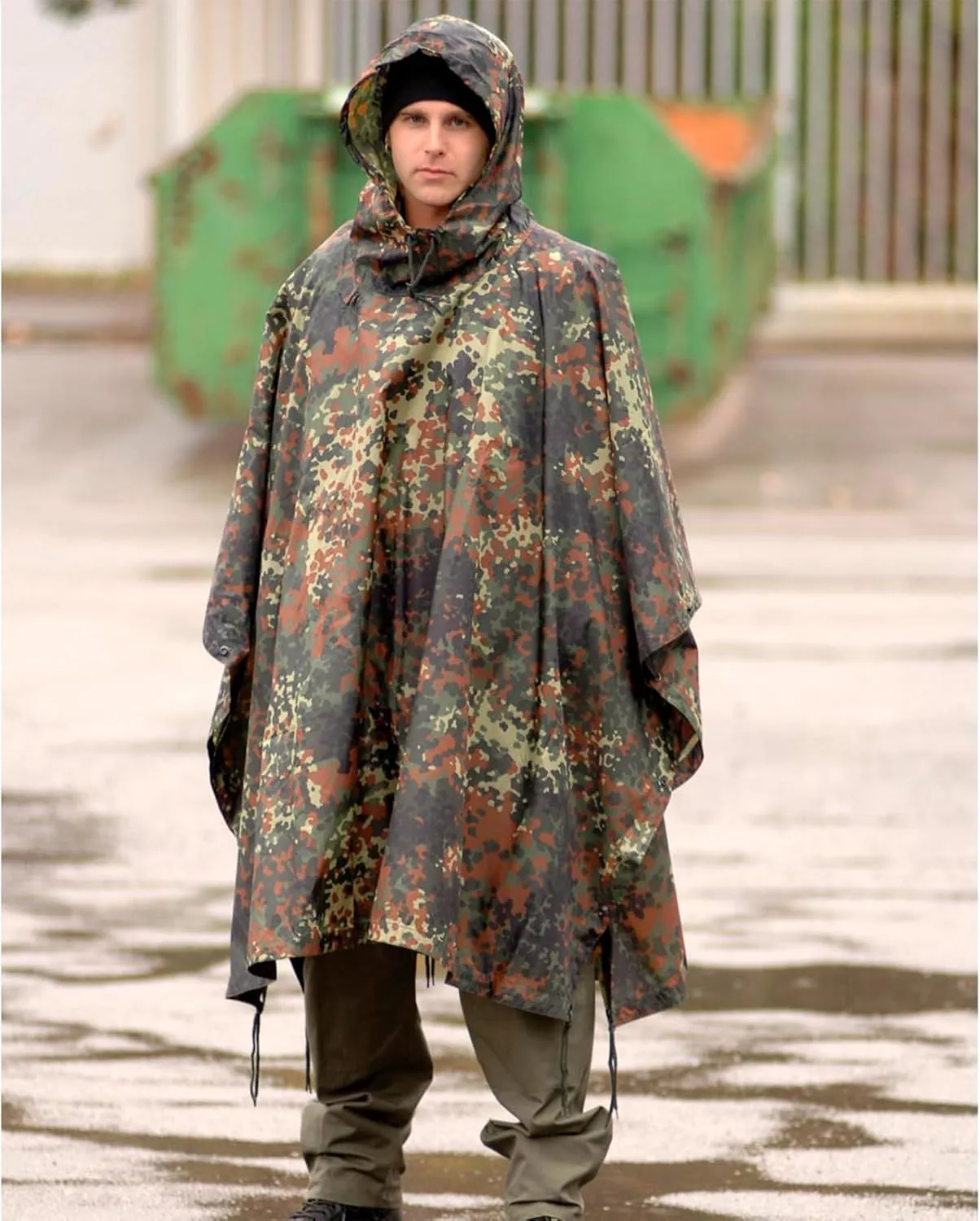 Mil-Tec Adult Ripstop Wet Weather Lightweight Waterproof Multi-Use Rain Poncho with Hood - Use as Bivouac Sack, Shelter Tent