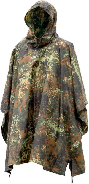 Mil-Tec Adult Ripstop Wet Weather Lightweight Waterproof Multi-Use Rain Poncho with Hood - Use as Bivouac Sack, Shelter Tent
