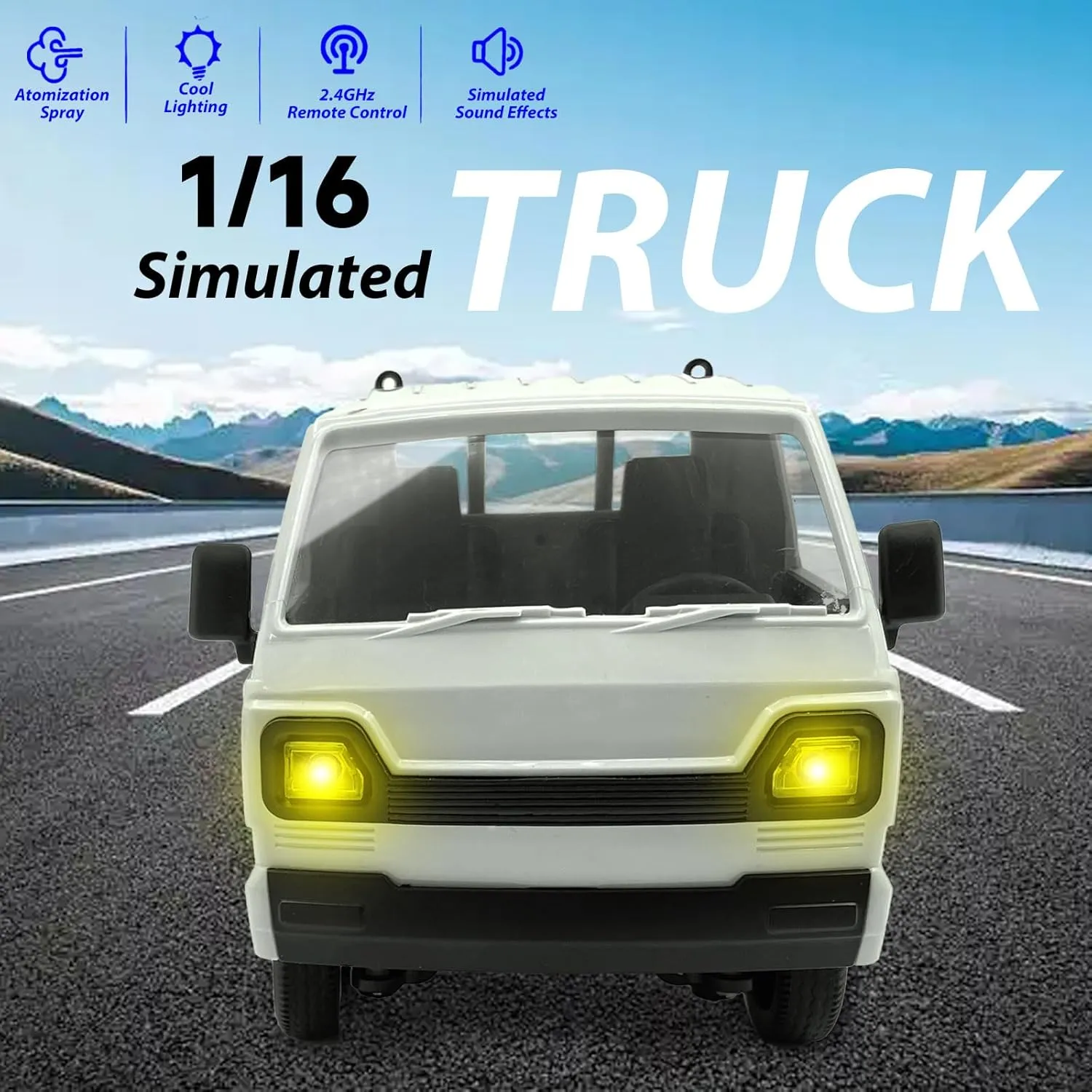 Mini RC Truck for 5-12 Years Old Boys, 1/16 Scale RWD 2.4G Gesture Sensing RC Car with Spray Light and Sound, Remote Control Music Truck for Kids Birthday Gifts (Green)