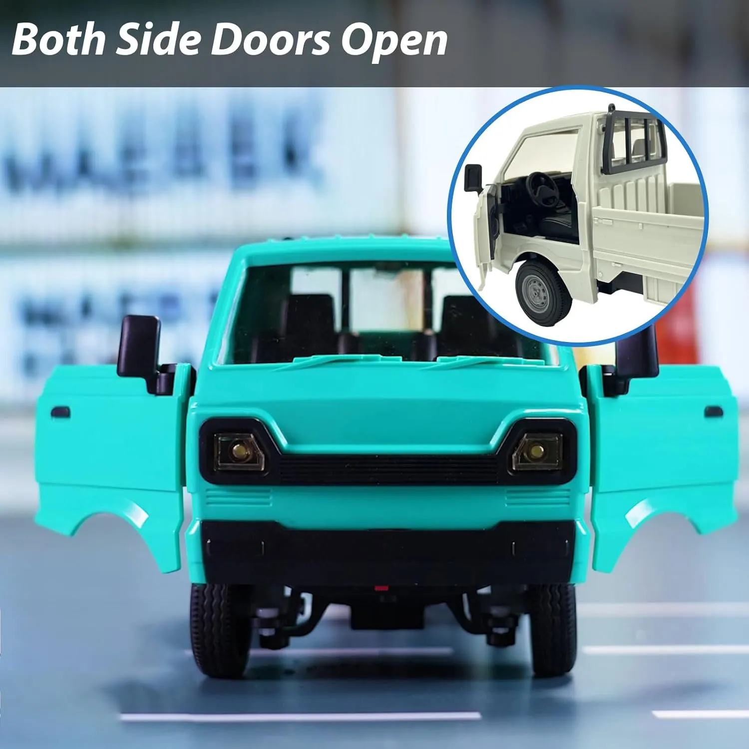 Mini RC Truck for 5-12 Years Old Boys, 1/16 Scale RWD 2.4G Gesture Sensing RC Car with Spray Light and Sound, Remote Control Music Truck for Kids Birthday Gifts (Green)