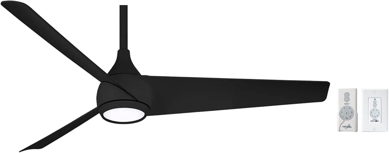 MINKA-AIRE F678L-CL Twist 52" Ceiling Fan with LED Lights and Remote Control, Coal, with Additional Wall Control