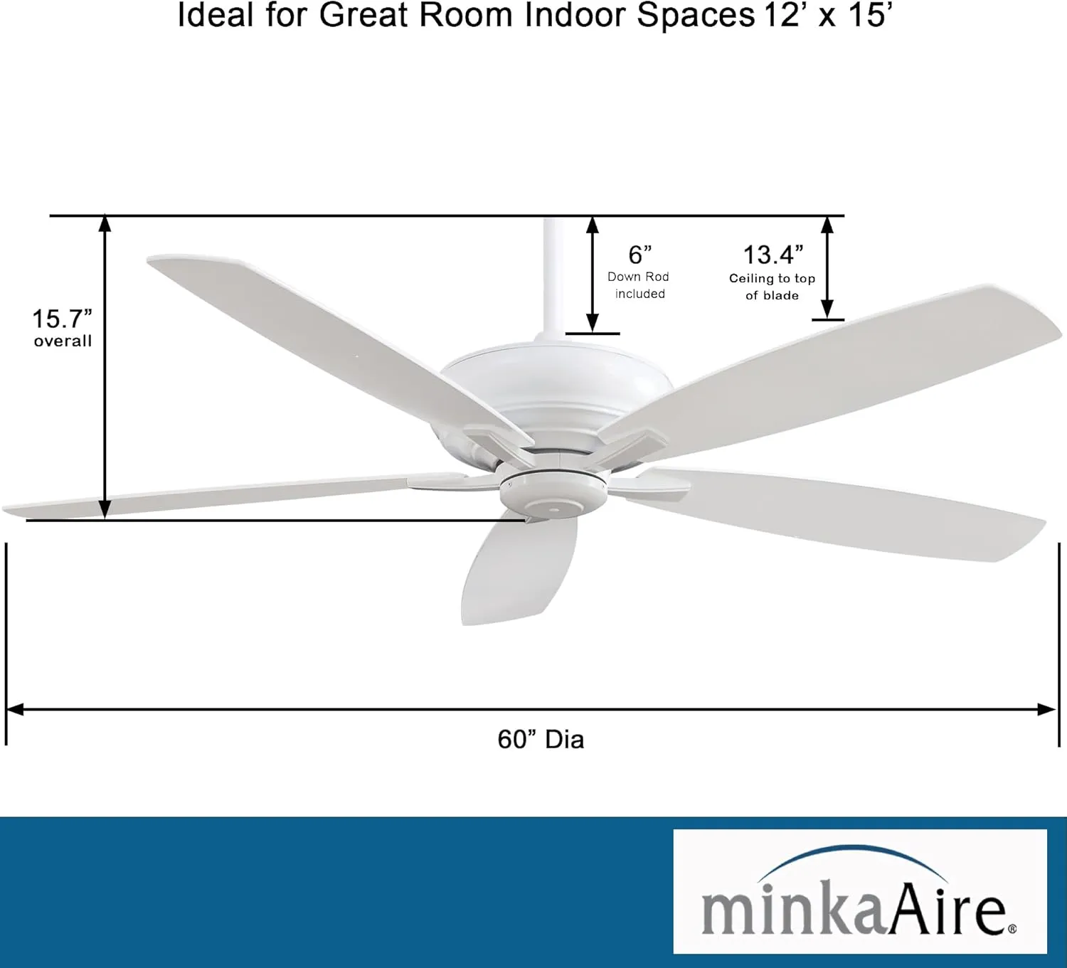 Minka-Aire F689-WH Kola-XL 60 Inch Ceiling Fan in White Finish