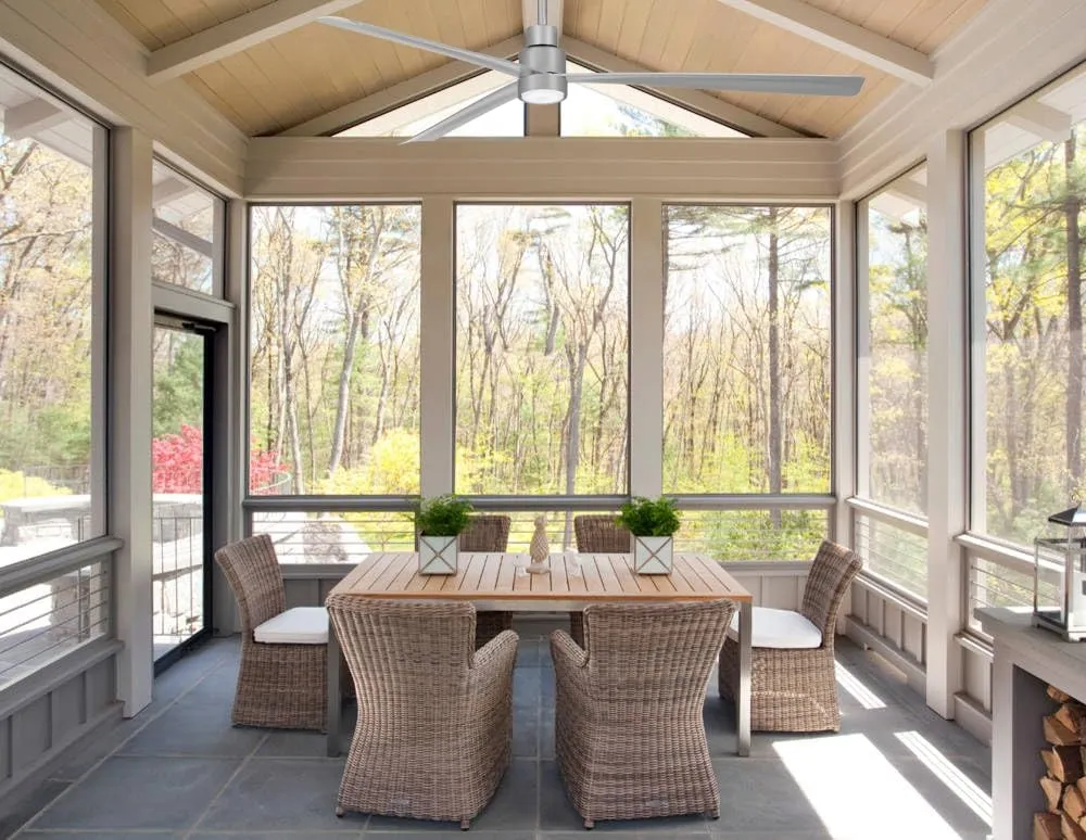 MINKA-AIRE F789-SL with LED Light Simple 65 Inch Outdoor 3 Blade Ceiling Fan with DC Motor in Silver Finish………