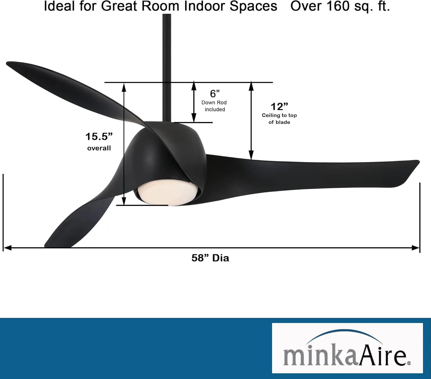 MINKA-AIRE F803DL-CL Artemis - 58 Inch Smart Ceiling Fan with LED Light Kit in Coal Finish with Etched Opal Glass