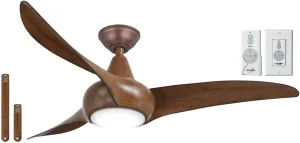 MINKA-AIRE F845-DK Light Wave 44" Low Profile Ceiling Fan in Distressed Koa Finish Includes Remote, Wall Control and 3.5 Inch Downrod.