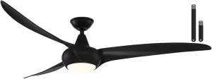 MINKA-AIRE F848-CL Light Wave LED 65" Black Low Profile Ceiling Fan with Light, Remote Control and 3.5 Inch Downrod