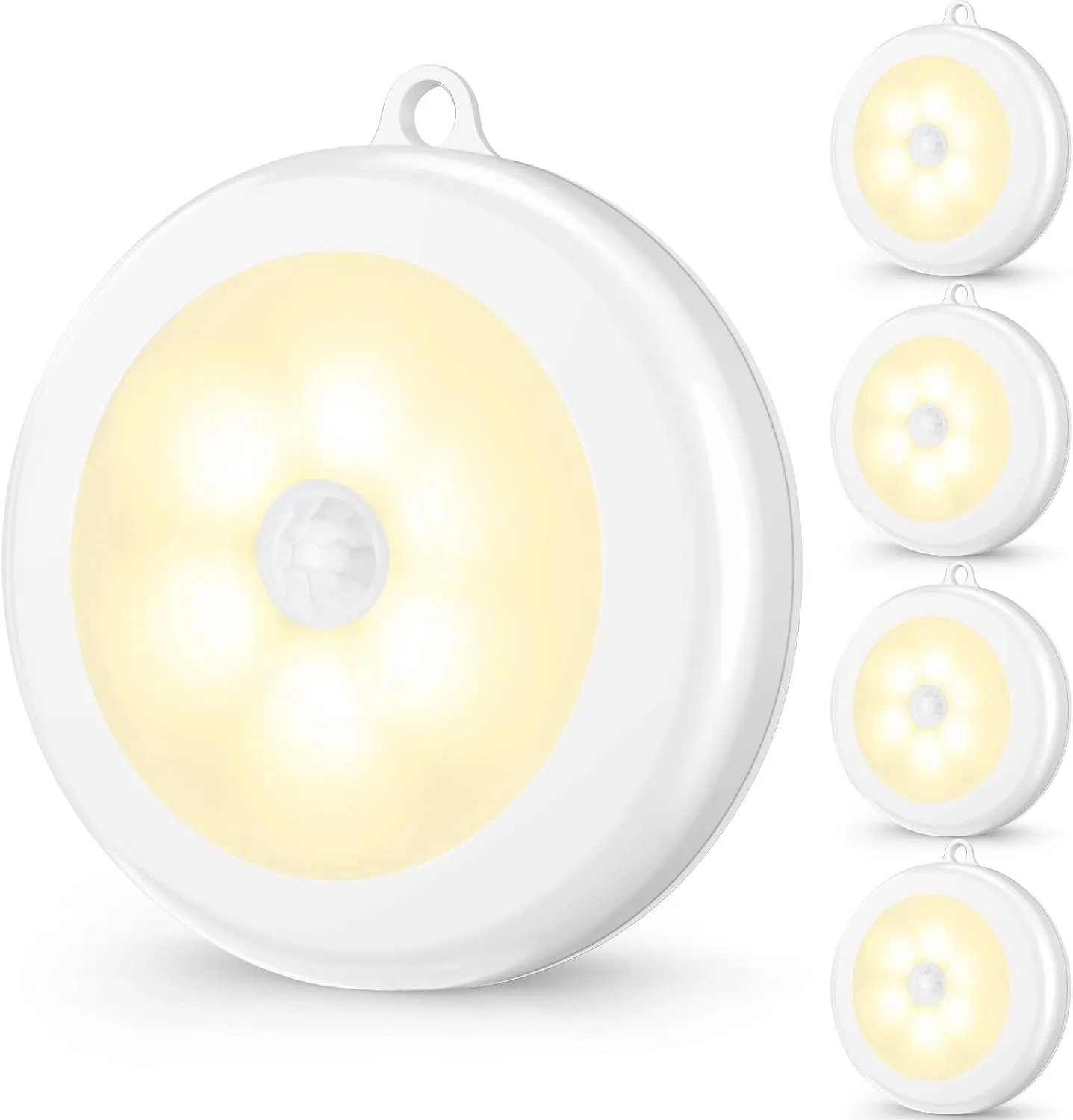 Mlambert 4 Pack Motion Sensor LED Night Light, Cordless Battery-Powered Stick-on Magnet Closet Lights, Safe Lighting for Stairs, Cabinet, Neutral White