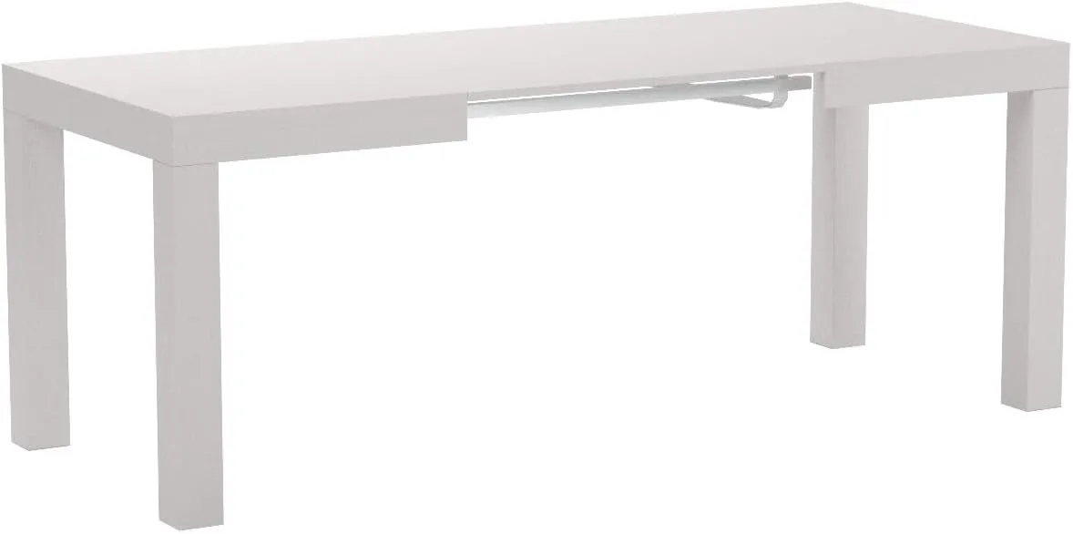 Mobili Fiver, First Extendable Table, 47,2(77,6) x31,5 in, Ashwood White, for 6-8 People, Expandable Dining Table for Kitchen, Living Room, Italian Furniture