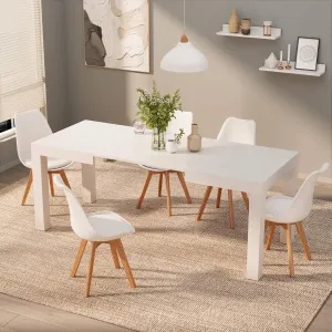 Mobili Fiver, First Extendable Table, 47,2(77,6) x31,5 in, Ashwood White, for 6-8 People, Expandable Dining Table for Kitchen, Living Room, Italian Furniture