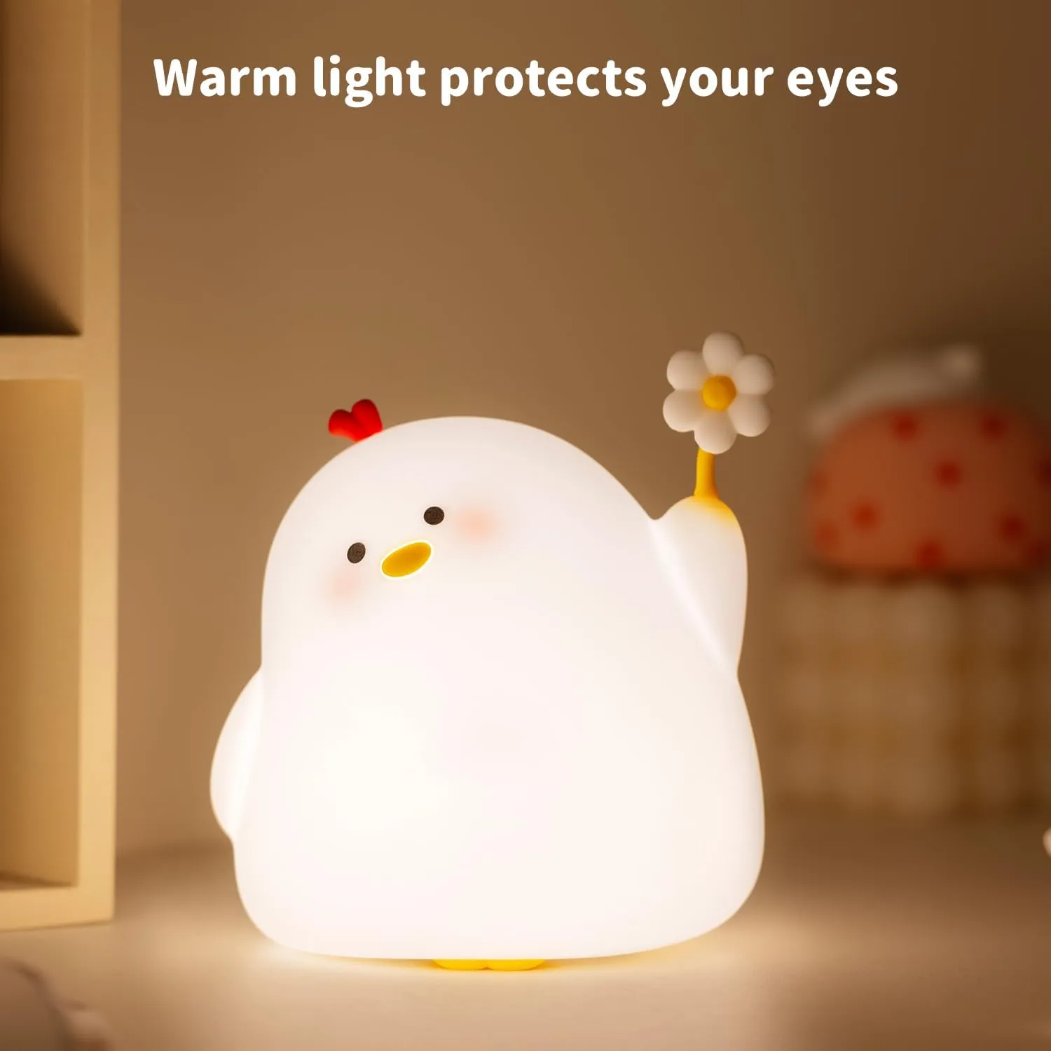 Moe Chick Night Light for Kids, Animal Silicone Night Lamp, Rechargeable Table Lamp Bedside Lamp,Cute Room Decor Night Light for Bedroom,Living Room,Dining,Desk Decor,Ideal Gift(Chick)…