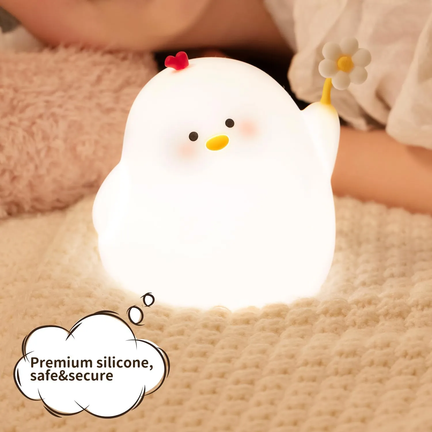 Moe Chick Night Light for Kids, Animal Silicone Night Lamp, Rechargeable Table Lamp Bedside Lamp,Cute Room Decor Night Light for Bedroom,Living Room,Dining,Desk Decor,Ideal Gift(Chick)…