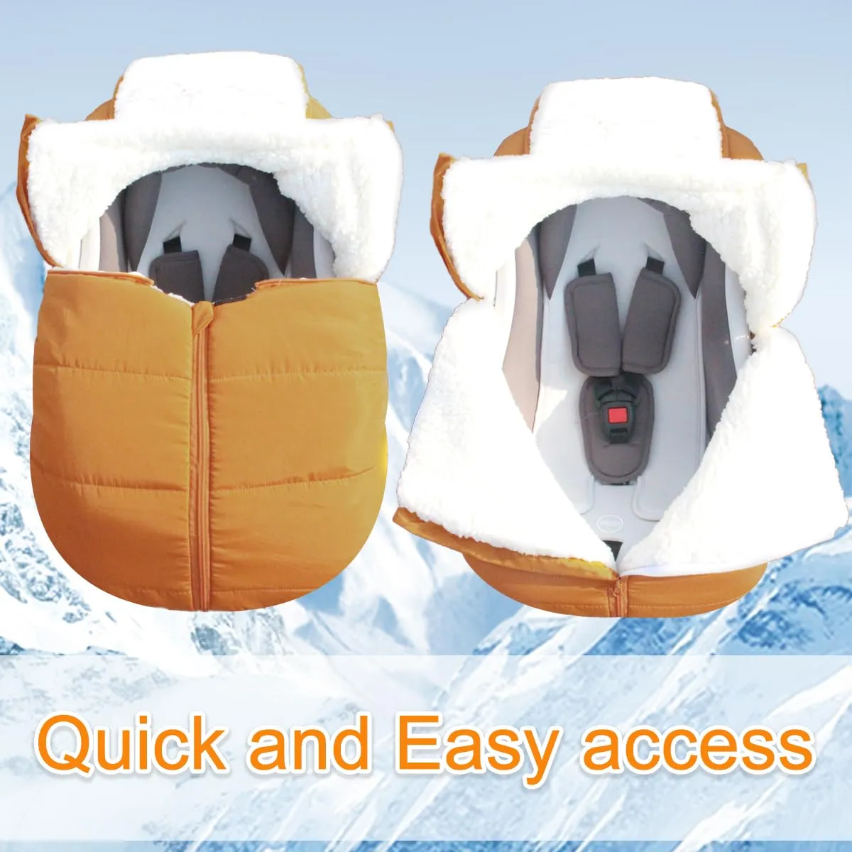 Mom's Choice Awards Winner-TSAYAWA Winter Baby Car Seat Cover -Keep Babies Warm Carseat Bunting Bag/Blanket for Newborn & Infant - Cold Weather Insulated Windproof Carrier Canopy for Travel (Brown)