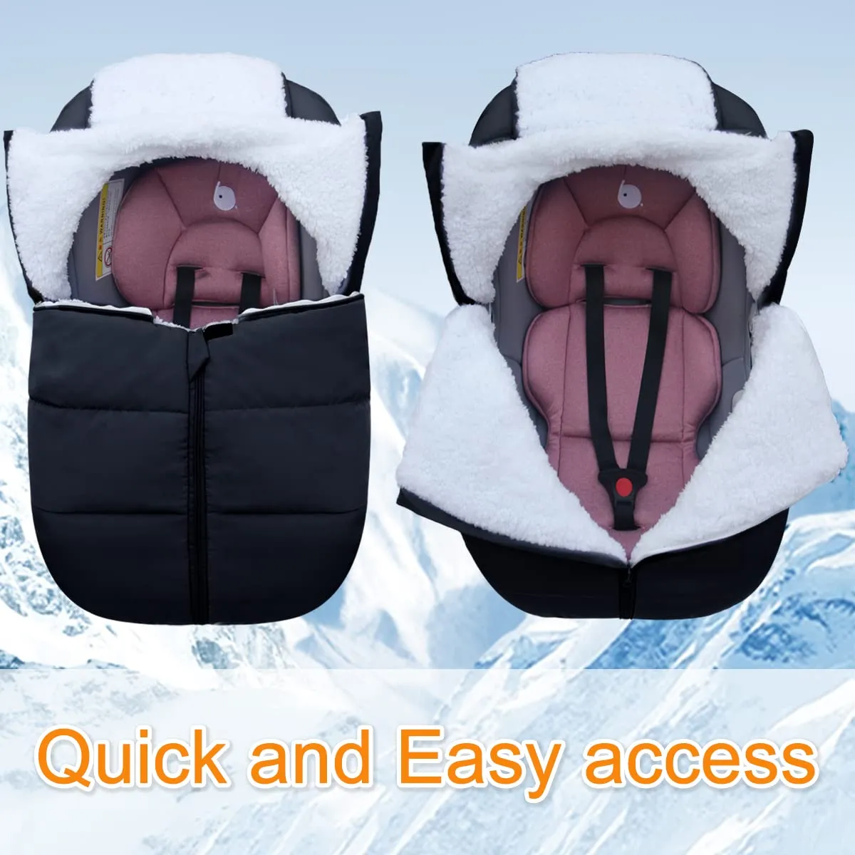 Mom's Choice Awards Winner-TSAYAWA Winter Baby Infant Car Seat Cover-Keep Babies Warm Carseat Bunting Bag/Blanket for Newborn-Cold Weather Insulated Windproof Carrier Canopy for Travel (Black)