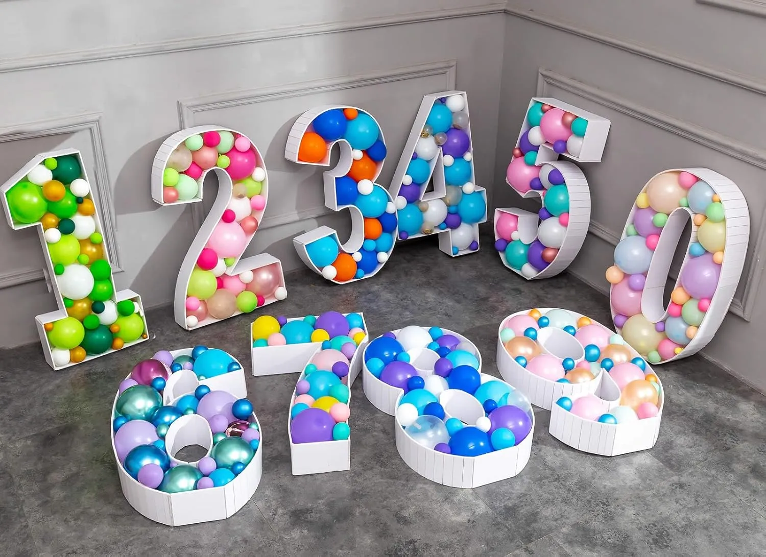 Mosaic Balloon Frame Pre-Cut Kit Number 1 Cut-out Extra Large Foam Board First Birthday Backdrop 1st Birthday Boy Girl Party Anniversary Decorations