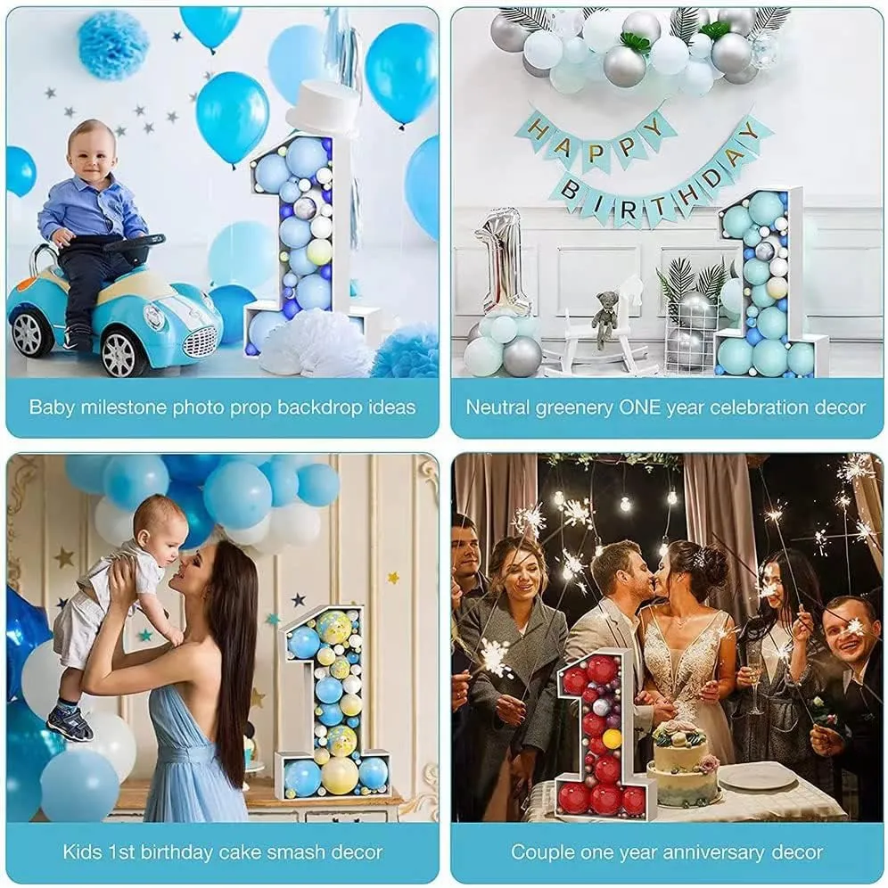 Mosaic Balloon Frame Pre-Cut Kit Number 1 Cut-out Extra Large Foam Board First Birthday Backdrop 1st Birthday Boy Girl Party Anniversary Decorations