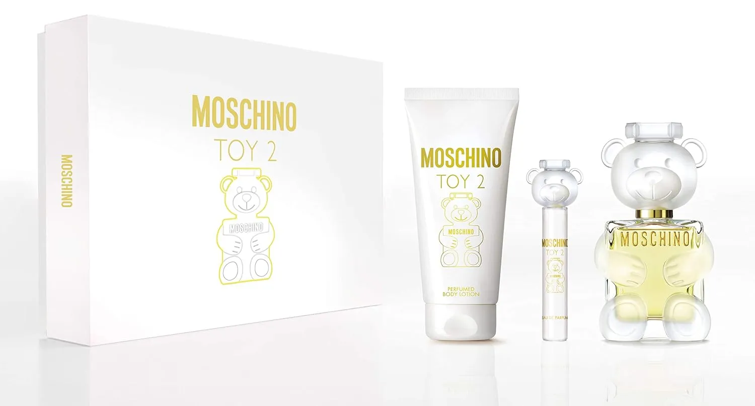 MOSCHINO Toy 2 For Women 3 Piece Set (3.4 Ounce Eau De Parfume Spray   5.0 Perfumed Body Lotion   0.33 Ounce Travel Spray), Multicolor(Pack of 3)