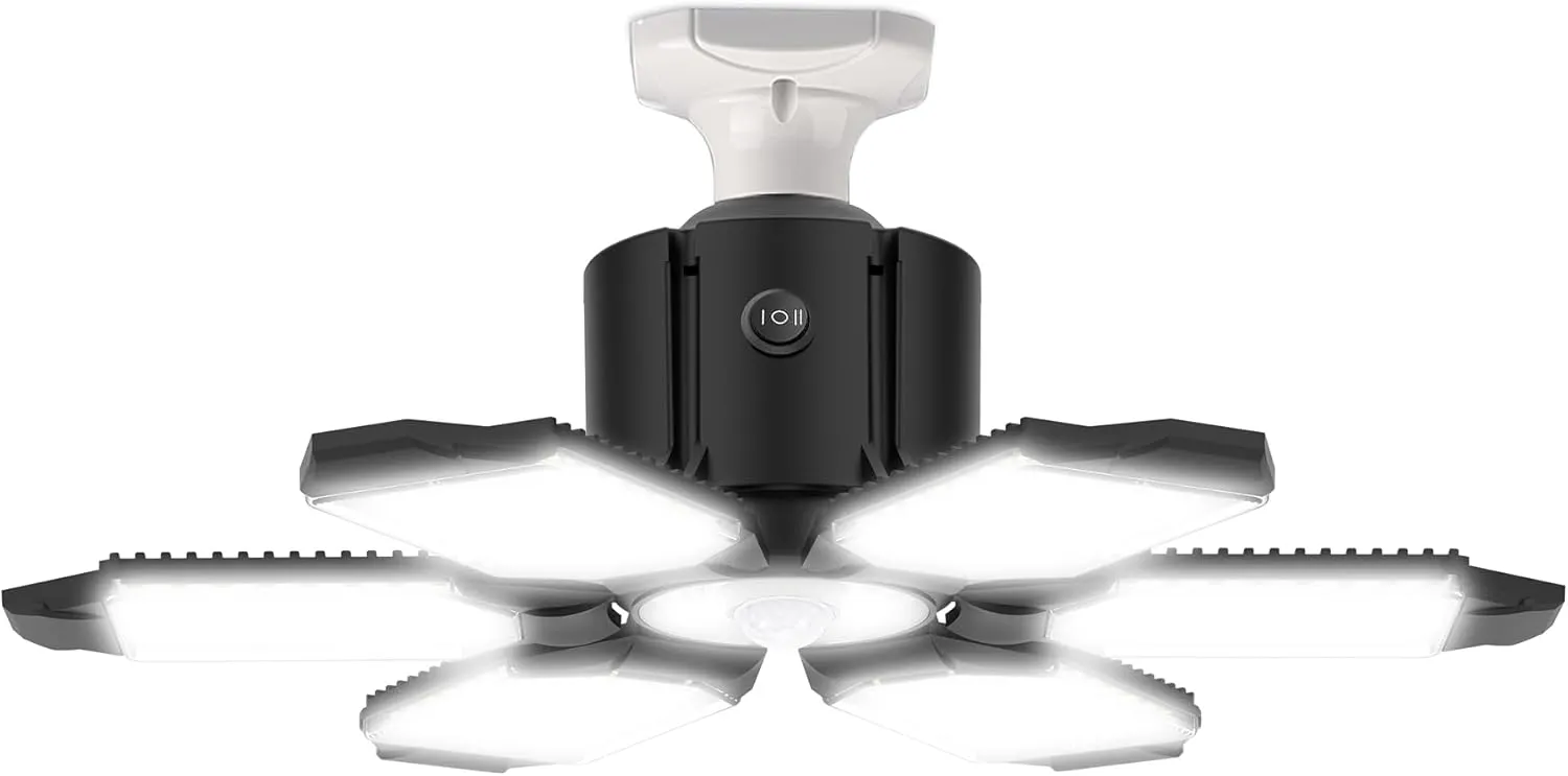 Motion Sensor Garage Light - 150W 15000LM Garage Lights Ceiling LED Motion Activated with PIR & Photocell Sensors Adjustable Panels, E26/E27 Motion Sensor Light for Garages Attic Porch Stairway