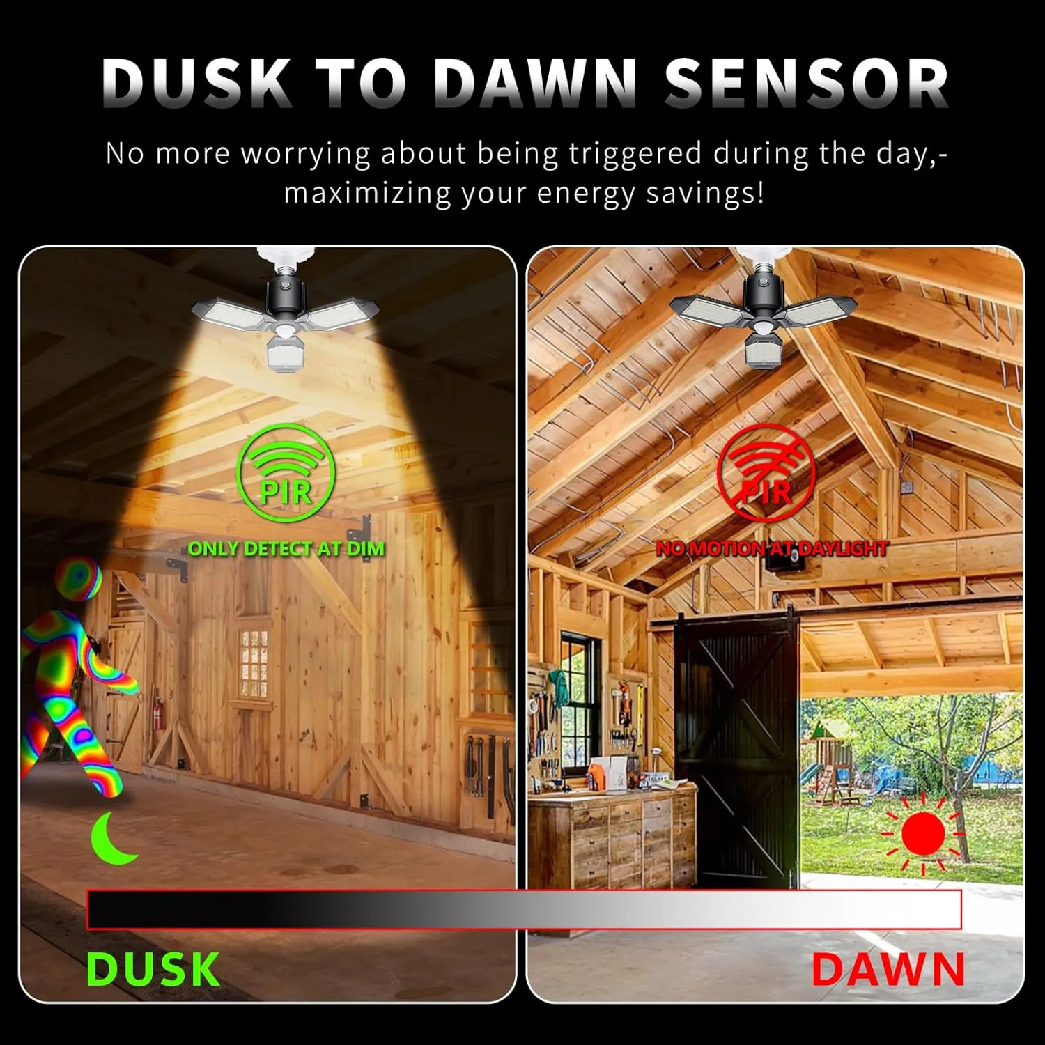 Motion Sensor Garage Light, 80W Motion Activated LED Shop Light for Stairway, Workshop, Basement (1Pack)