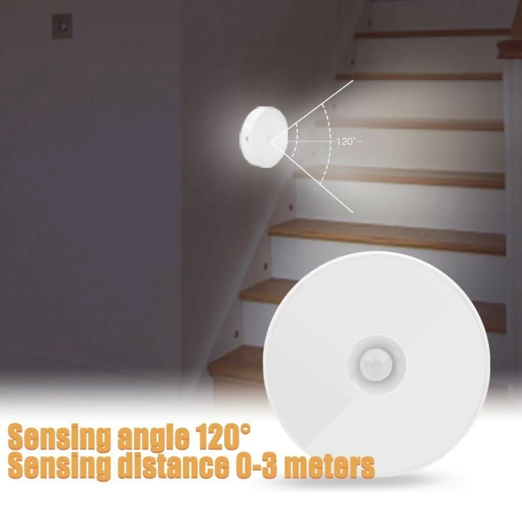 Motion Sensor LED Light USB Rechargeable, Wireless Night Light for Wardrobe & Stairs (White)